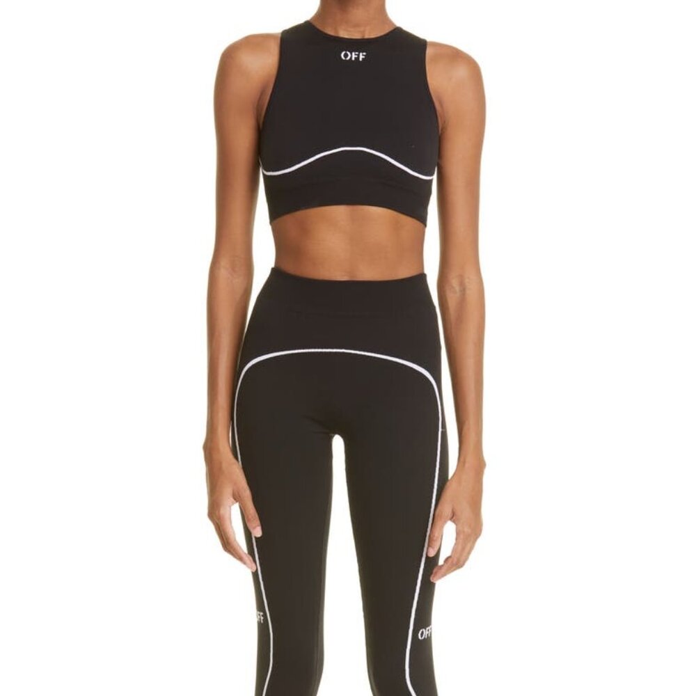 Black and White Athletic Logo Seamless Bra Size S-M - Picture 4 of 8